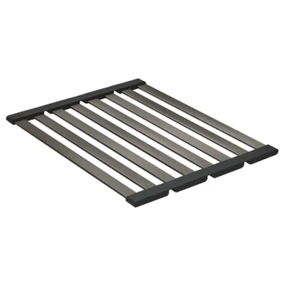 Image of GROHE Foldable Big Dish Rack, Over Kitchen Sink Drainer, 450 x 348 mm, Stainless Steel, Dishwasher Safe, Brushed Hard Graphite, 40856AL0