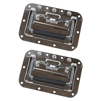 Image of HMF 14992 09 Set of 2 Folding Handles Recessed Tray Spring 16 x 10.7 cm Silver