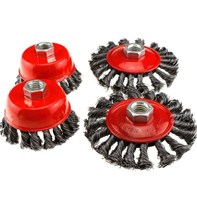 Image of 4pc Twist Knot Semi Flat Wire Wheel Cup Brush Set Kit for 115mm Angle Grinder