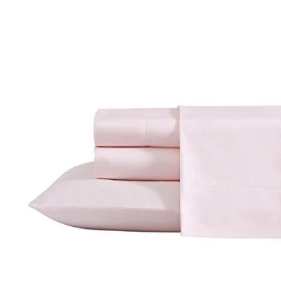 Image of Laura Ashley King Sheet Set, Luxury Sateen Cotton Bedding, 800 Thread Count, Soft &amp; Smooth Home Decor (Solid Pink, King)