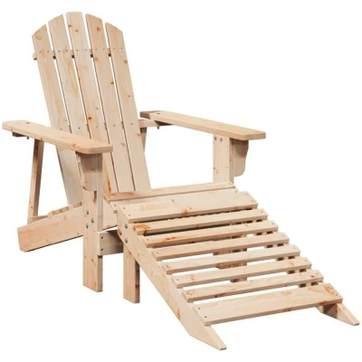 Image of vidaXL Adirondack Chair with Ottoman Natural Wood Solid Fir