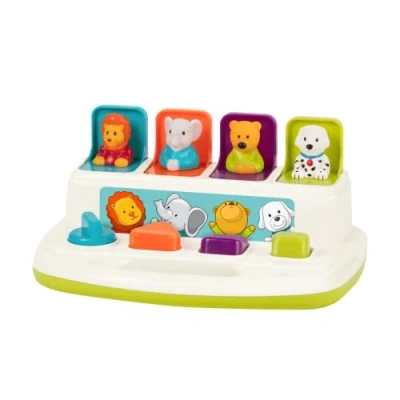 Image of Battat Pop up Pals Cause and Effect Developmental Toy with Push Buttons &amp; Colors Color Sorting Animal Toys for Kids, Toddlers, Babies, 18 Months +