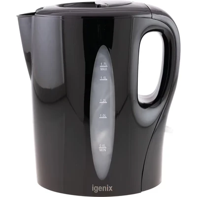 Image of Igenix IG7280 Cordless Electric Jug Kettle, Easy Open Lid and Removable, Washable Filter for Cleaning, 2200 W, 1.7 Litre, Safety Locking Lid, Black