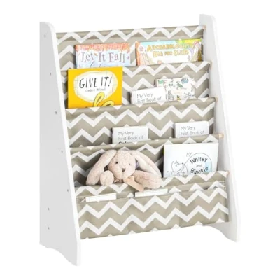 Image of SoBuy Children Kids Bookcase Book Shelf 4 Tiers Sling Storage Rack Organizer Holder White W63 x D28 H76cm KMB50 HG