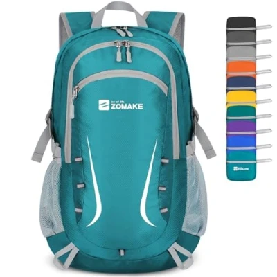 Image of ZOMAKE 40L Foldable Backpack Lightweight Rucksack,Packable Small Backpacks Water Resistant for Travel Hiking Camping Walking Men Women(Lake Green)