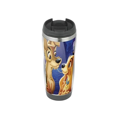 Image of Lady and The Tramp Travel Mug, Thermal Insulated Cup for Hot Cold Beverages Drinks