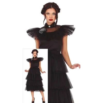 Image of FIESTAS GUIRCA Gothic Family Girl Night Queen Fancy Dress Elegant Black Halloween Girls Costumes Teens 14 16 years