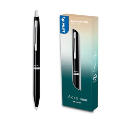 Image of PILOT Acro 1000 premium Ballpoint Pen in Black Gift Box Ultra Smooth Ink for Unmatched Writing Fluidity Refillable and retractable Medium Tip