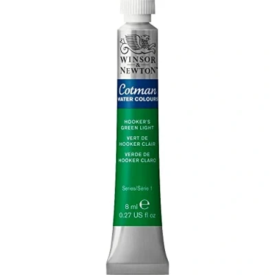 Image of Winsor &amp; Newton Cotman 8ml Water Colour Tube Hooker&#039;s Green Light
