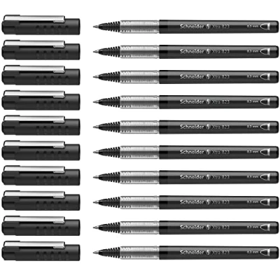 Image of Schneider XTRA 823 Ink Roller Pen with Stainless Steel Conical Tip 0.3 mm Black Pack of 10