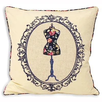Image of Paoletti Victoria Mannequin Piped Feather Filled Cushion Navy Cotton One Size