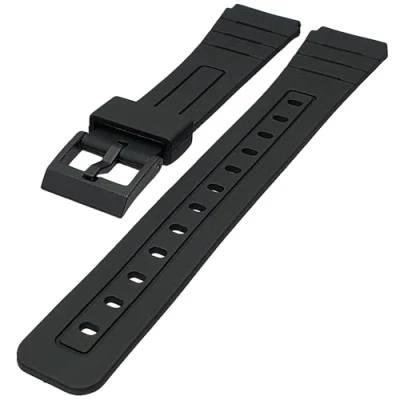 Image of Black Rubber Replacement Watch Strap 18mm to Fit Casio F91 F94 F105