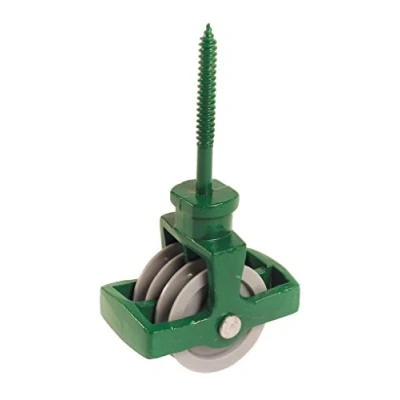 Image of 44mm Green Double Screw Cast Pulley with Nylon Wheel