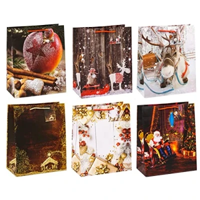 Image of TSI Gift Bags Christmas Series 11 Pack of 12 Large (H x W D) 32 26 13.5 cm Item No. 87311