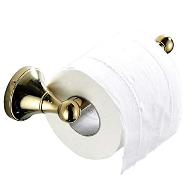 Image of Flybath Toilet Roll Holder Without Cover Brass Bathroom Paper Tissue Bar Wall Mounted, 20 cm / 7.87 inches, Polished Gold