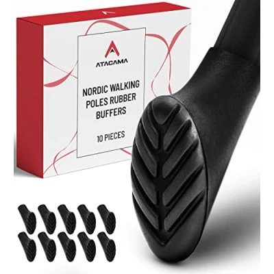 Image of ATACAMA Walking Stick Rubber Tips for Nordic Extra Grip and Soft 10 Pcs Sticks Hiking Hike Pole Cover Universal Pad Black Ends Trekking Equipment
