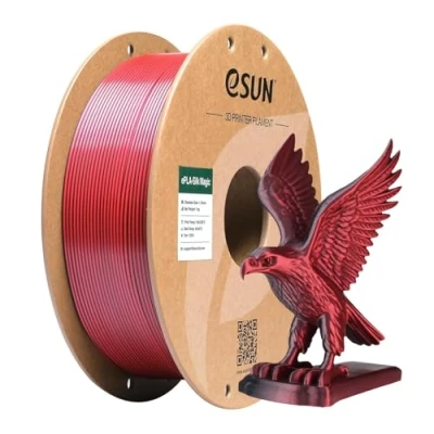 Image of eSUN Silk Dual Color PLA Filament 1.75mm, Co Extrusion Magic 3D Printing Filament, Gradient Changing 1KG Spool (2.2 LBS) for Printers, Black Red