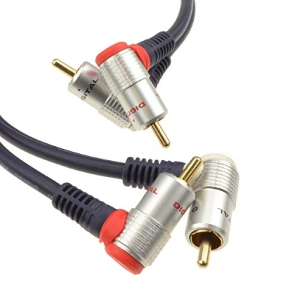 Image of kenable Pure OFC RIGHT ANGLED 2 x RCA Phonos to Phono Cable 1.5m [1.5 metres]