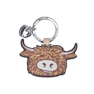 Image of Mala Leather Highland Cow Face Keyring