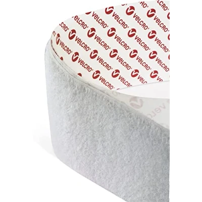 Image of Velcro® Brand Hook and Loop Self Adhesive Sticky Back Tape Fastener in White 38mm Wide 3.8cm X 1 metre Long (White) Multiples Sent as Continuous Length