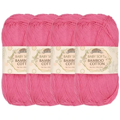 Image of JubileeYarn Baby Soft Bamboo Cotton Yarn 50g/Skein Watermelon 4 Skeins