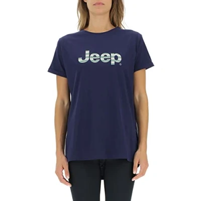 Image of JEEP Women&#039;s J Woman T Shirt Oversize Star Striped Print Turn up Sleeve J22W, Deep Blue, S