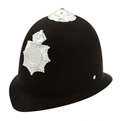 Image of labreeze Police Helmet Hard Hat Black Policeman Cop Kids World Book Week Fancy Dress