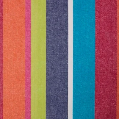 Image of HOMESCAPES 100% Cotton Orange, Blue &amp; Yellow Furnishing Fabric Multi Colour Stripe 150cm Wide Thick Yarn Dyed Woven for Curtains Cushions Soft Furnishings Upholstery, Per Metre