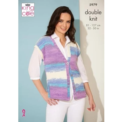 Image of King Cole Ladies Double Knit DK Knitting Pattern Sleeveless Waistcoat &amp; Top (5979)