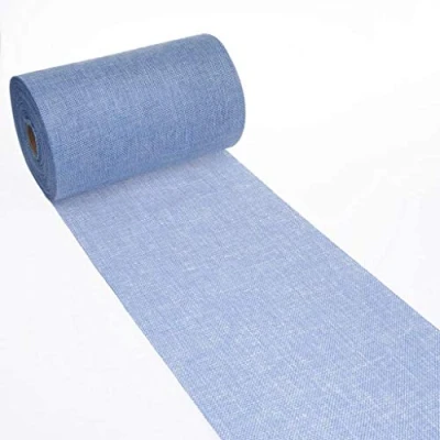Image of Deko AS GmbH Table runner in shabby chic style, linen look, 20 cm x 5m, light blue, 69 200 5 15