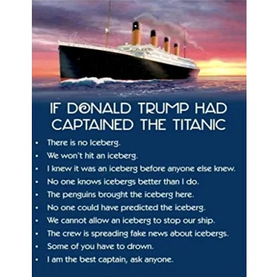 Image of Lewistons Of London Donald Trump USA Titanic Fun quote Vintage Retro Man Cave Bar Pub Shed Novelty Gift Tin Wall Décor Metal Sign