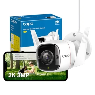 Image of Tapo Wireless Outdoor Security Camera, Weatherproof, flexible installation, No Hub Required,Works with Alexa &amp; Google Home,3MP Ultra High Definition,Automatic Siren, 2 way Audio, (TC65) Monthly Fee
