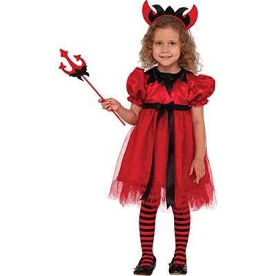 Image of Forever Young Girls Toddler Red Mischievous Devil 4 Piece Halloween Fancy Dress Costume (3 years)