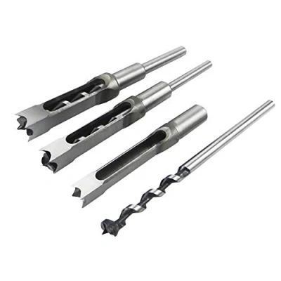 Image of 4pcs Woodworking Square Drill Bits Set, HSS Wood Mortising Chisel Countersink Woodworker Hole Saw Power Tool Kits 1/2 1/4 5/16 3/8 Inch