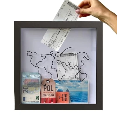 Image of Adventure Archive Box Frame, White Travel Box, Ticket Collection Wooden Top Loading Display Case Memento Frame For Movie Sporting Events Concert