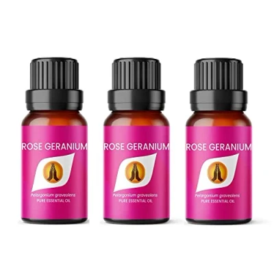 Image of Aroma Energy Rose Geranium Essential Oil 30ml (3 x 10ml Bottles) 100% Pure &amp; Natural