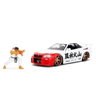 Image of Jada 253255071 Street Fighter Ryu Nissan Skyline GT R 1:24