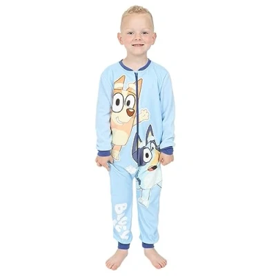 Image of Bluey Boys Girls Fleece Sleepsuit Kids All in One (3 4 Years) Blue