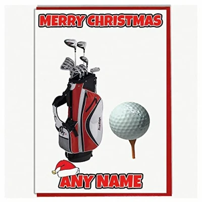 Image of AK Giftshop Personalised Golf Themed Christmas Card