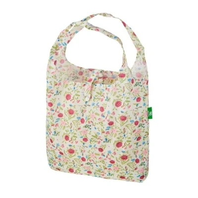 Image of ECO CHIC Lightweight Foldable Reusable Shopping Bag Water Resistant Tote (Floral Beige)