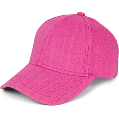 Image of styleBREAKER Unisex Linen Baseball Cap Unicoloured, 6 Panel Basecap, Metal Buckle Adjustable 04023089, Colour:Pink