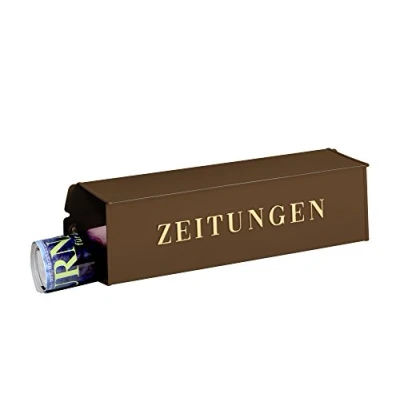 Image of Burg Wachter 472602 Metal Newspaper Box with Embossed German Text&quot;Zeitungen&quot;, Brown, 808 K