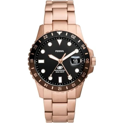 Image of Fossil Blue Mens Rose Gold Watch FS6027 Stainless Steel (archived) One Size