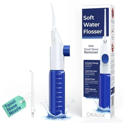 Image of ORAVIX Water Flosser, Manual Oral Irrigator, Tonsil Stone Remover, Travel Flosser for Teeth, Floss, Bad Breath Treatment Adults, Dental Teeth Cleaner,