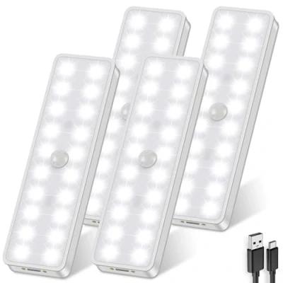 Image of LADYSONS Motion Sensor Cabinet Lights, 9000K Wireless Under Cupboard Light, Rechargeable Battery Powered Sensing Night Light with 20 LED, Stick on Anywhere for Closet, Kitchen, Wardrobe