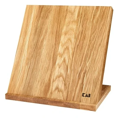 Image of KAI Magnetic Knife Block for Standing Made of Oak Premium Wood Space 4 Knives Dimensions 26 x 17 25.3 cm Holder Board