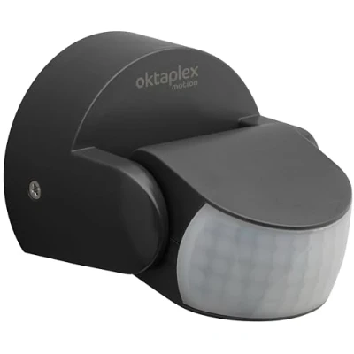 Image of Oktaplex Bea Motion Sensor Outdoor IP65 Swivelling 180 Infrared 12 m Range 230 V Anthracite with Twilight