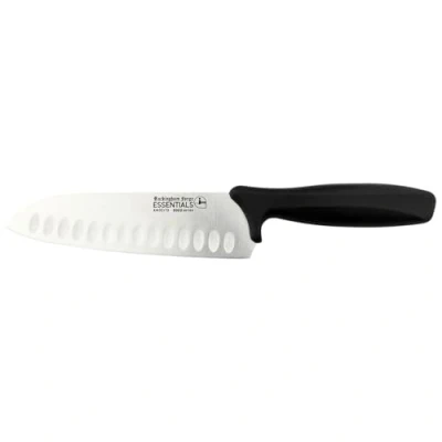 Image of Rockingham Forge Essentials 8007 Range Lightweight Stainless Steel 7 Santoku Knife with Black Handle, Individually Carded