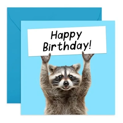 Image of Central 23 Happy Birthday Card Raccoon Racoon Funny Greeting Cards For Men And Women Gifts Mum Dad Son Daughter Him Her Comes With Stickers