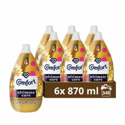Image of Comfort Ultimate Care Luxurious Ultra Concentrated Fabric Conditioner bottle made of 100% recycled plastic* for complete clothes protection 6x 870 ml (348 washes)